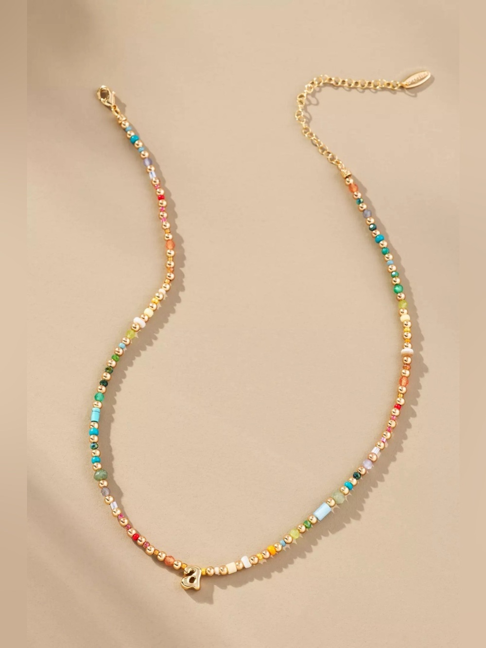 NWT Anthropologie Beaded Bubble Letter Lowercase Monogram Necklace Letter p
